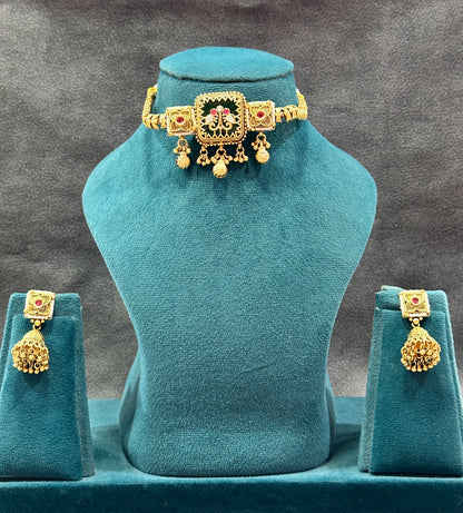 Meenakari Hasli Choker Set with Jhumka Earrings NS00018