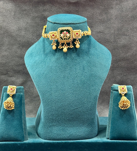 Meenakari Hasli Choker Set with Jhumka Earrings NS00018