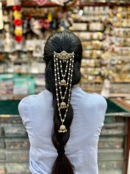 Silver Crystal Jhumka Braid Hair Accessory