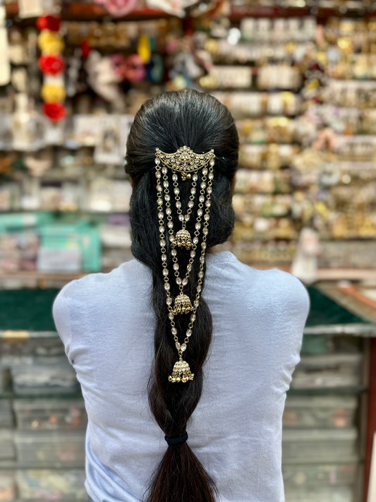 Silver Crystal Jhumka Braid Hair Accessory