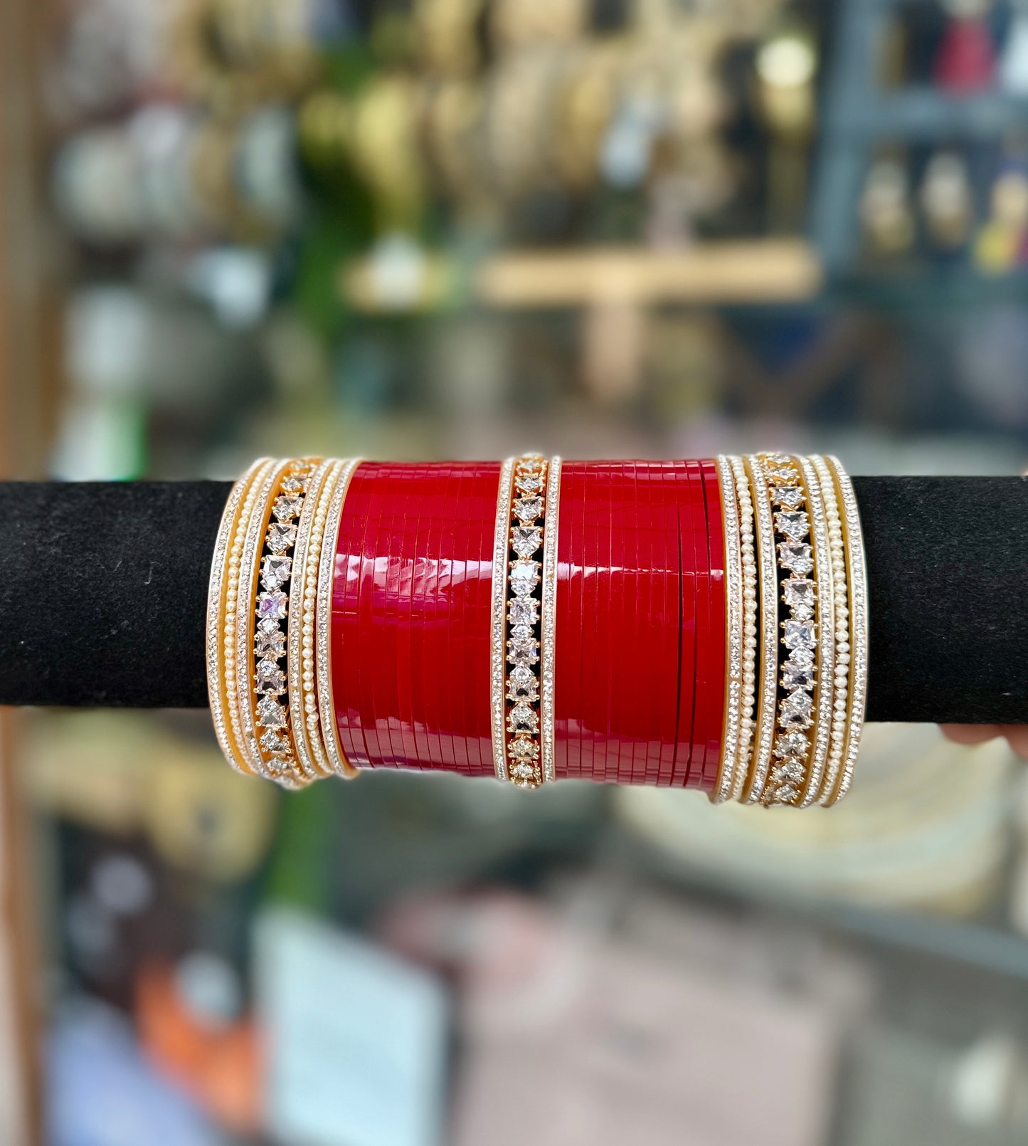 Bridal Chura Ad Stone With Pearl Bangles BDH014