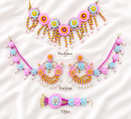 Beaded Handmade jewellery For Haldi Mehandi Full Set