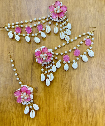 Pink Shells Earring Tikka Set
