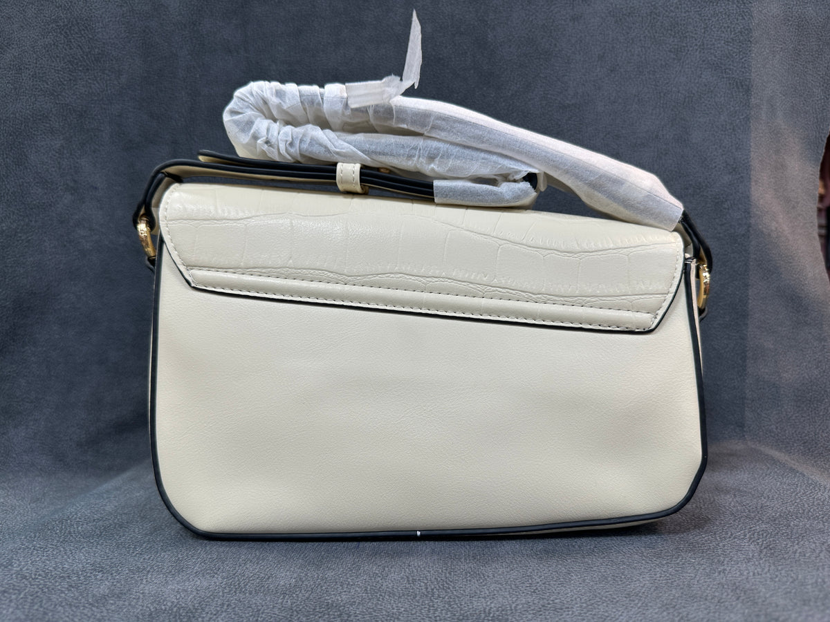 Essence Off-White Croc-Embossed Crossbody Sling Bag HB011