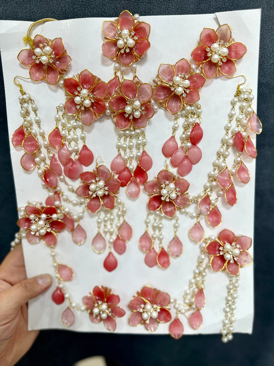 Haldi/ Mehandi Petals Jewellery Reddish Orange Color For Bride RJ0031