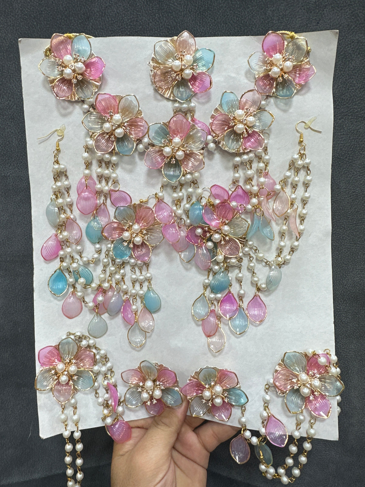Haldi/ Mehandi Owal Petals Jewellery Sky Pink Color For Bride RJ0030