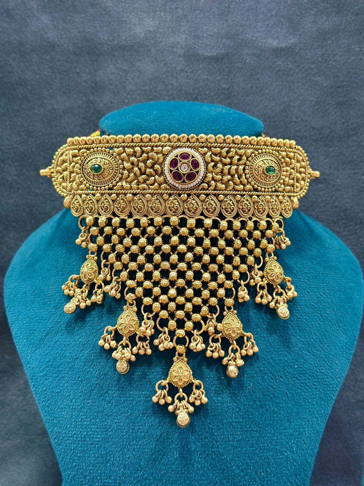 Rajwadi Bridal Choker Necklace Set NS00021