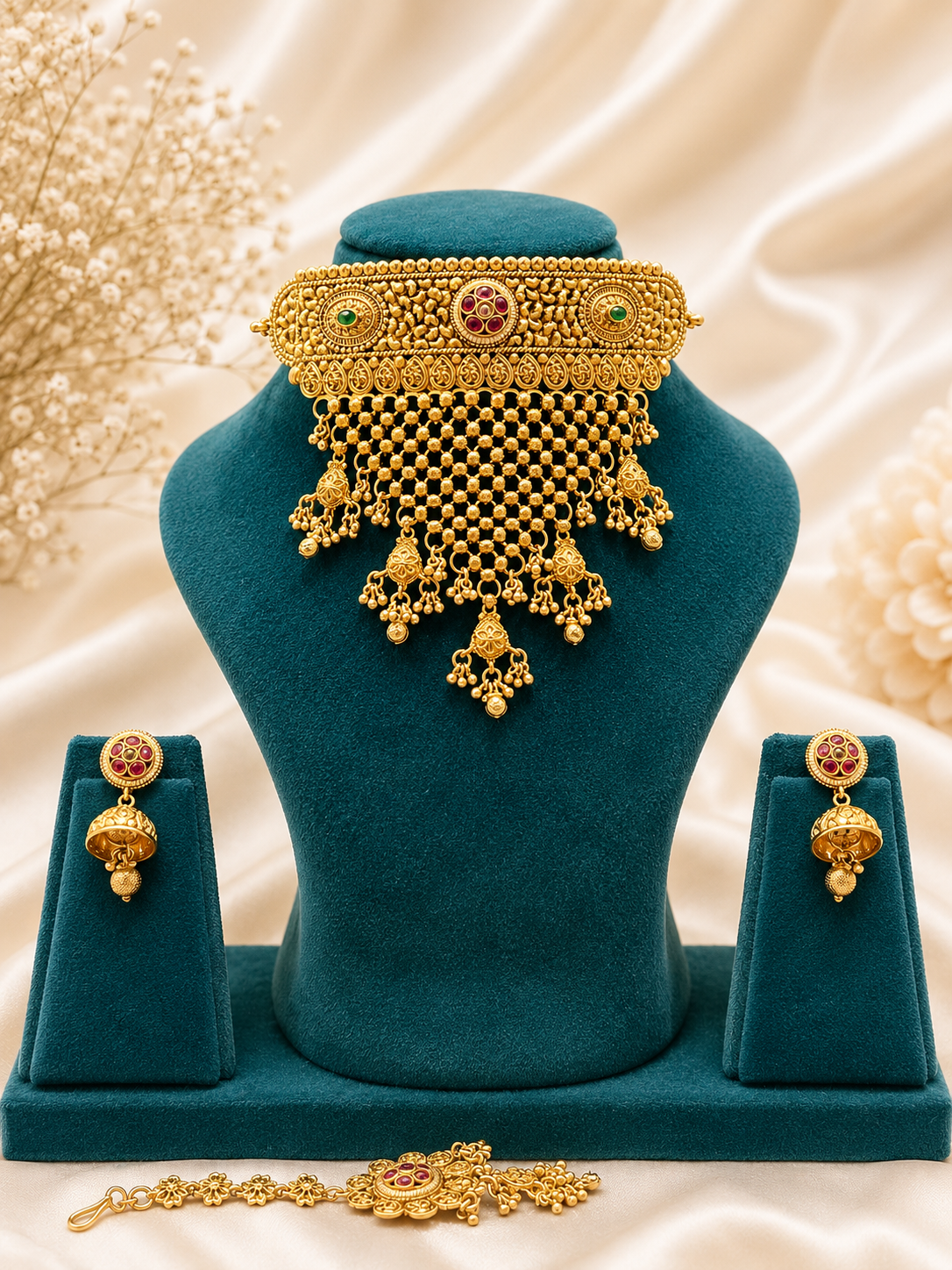 Rajwadi Bridal Choker Necklace Set NS00021