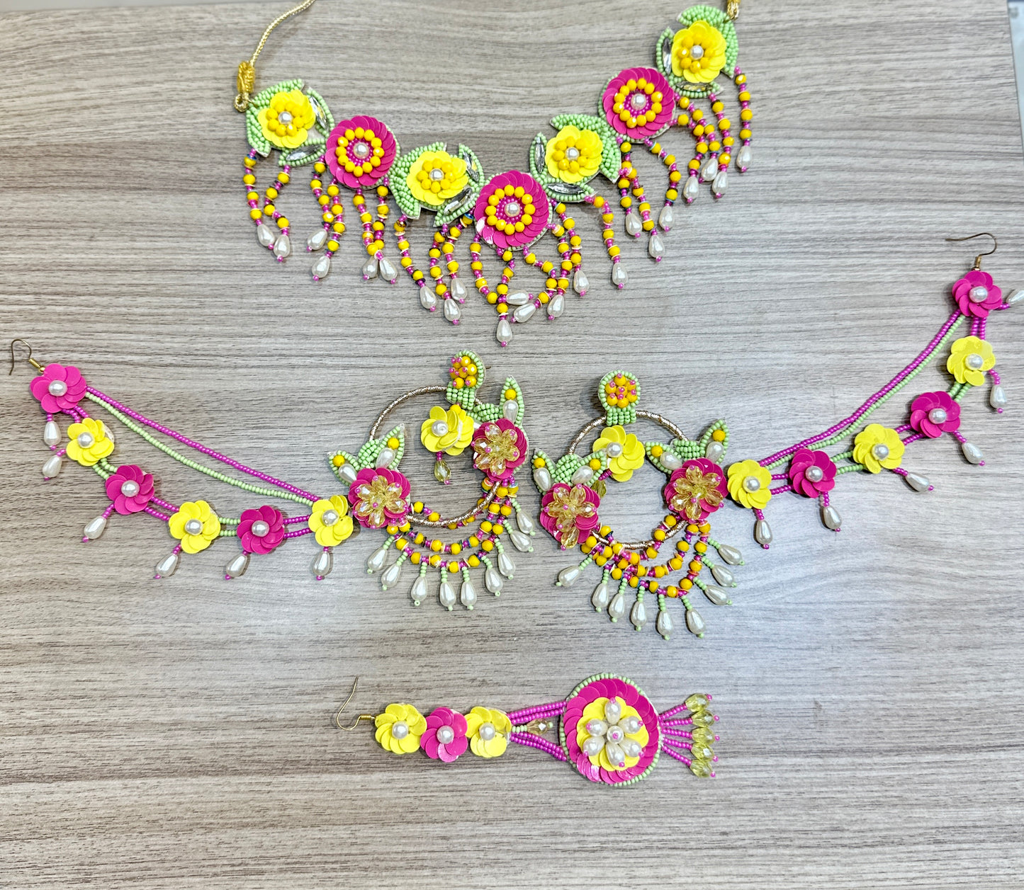 Neon Bloom Mehndi Beaded Jewellery Set