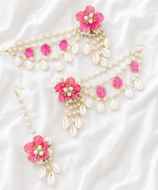 Pink Shells Earring Tikka Set