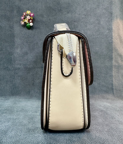 Blush Pink & Ivory Logo Clasp Structured Crossbody Bag HB008