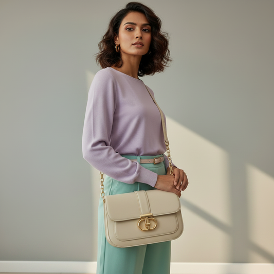 Cream Crossbody Bag - Square Format