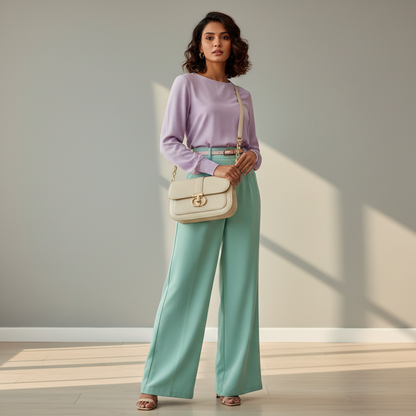 Cream Gold Turn-Lock Crossbody on Model