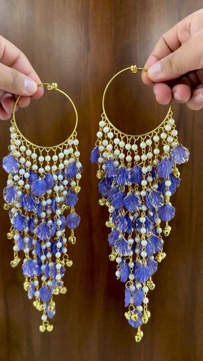 Purple Shell & Ghungroo Cascading Kalira Pair