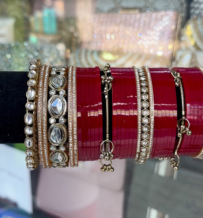 Bridal Chura – Traditional Red & White Wedding Bangles Set BDH020