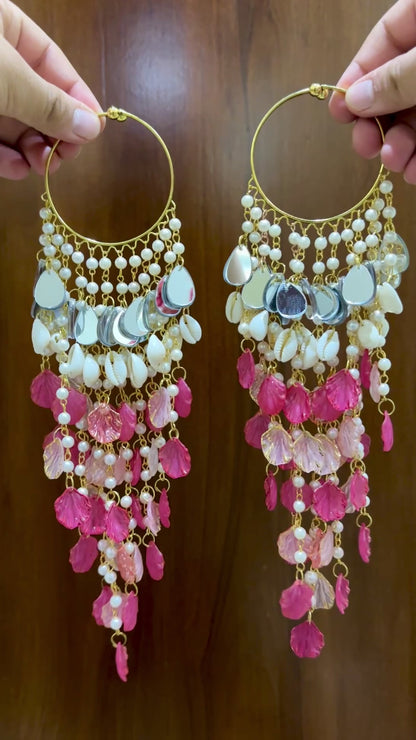 Petal & Shells Kalira Pink Color With Mirrors 28Cm Length