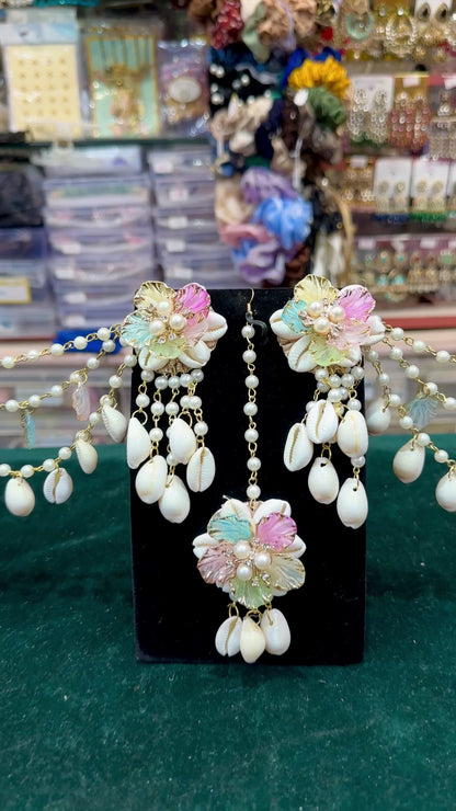 Earings And Maang Tikka Shells Jewellery 02
