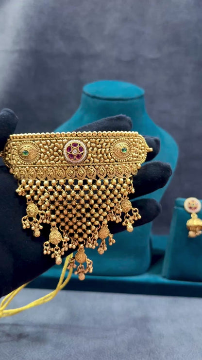 Rajwadi Bridal Choker Necklace Set NS00021