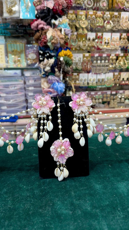 Earings And Maang Tikka shells Jewellery 03