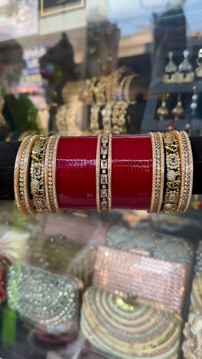 Bridal Chura- AD Stone Elephant Bangle BDH018