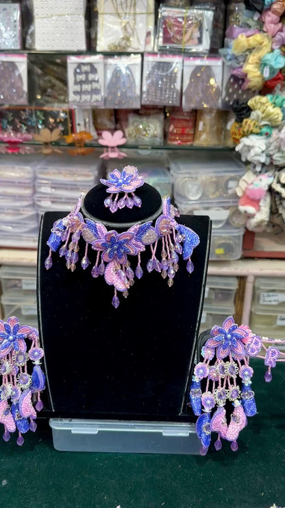 Exquisite Handmade Beaded Bridal Gota Patti Jewelry Set